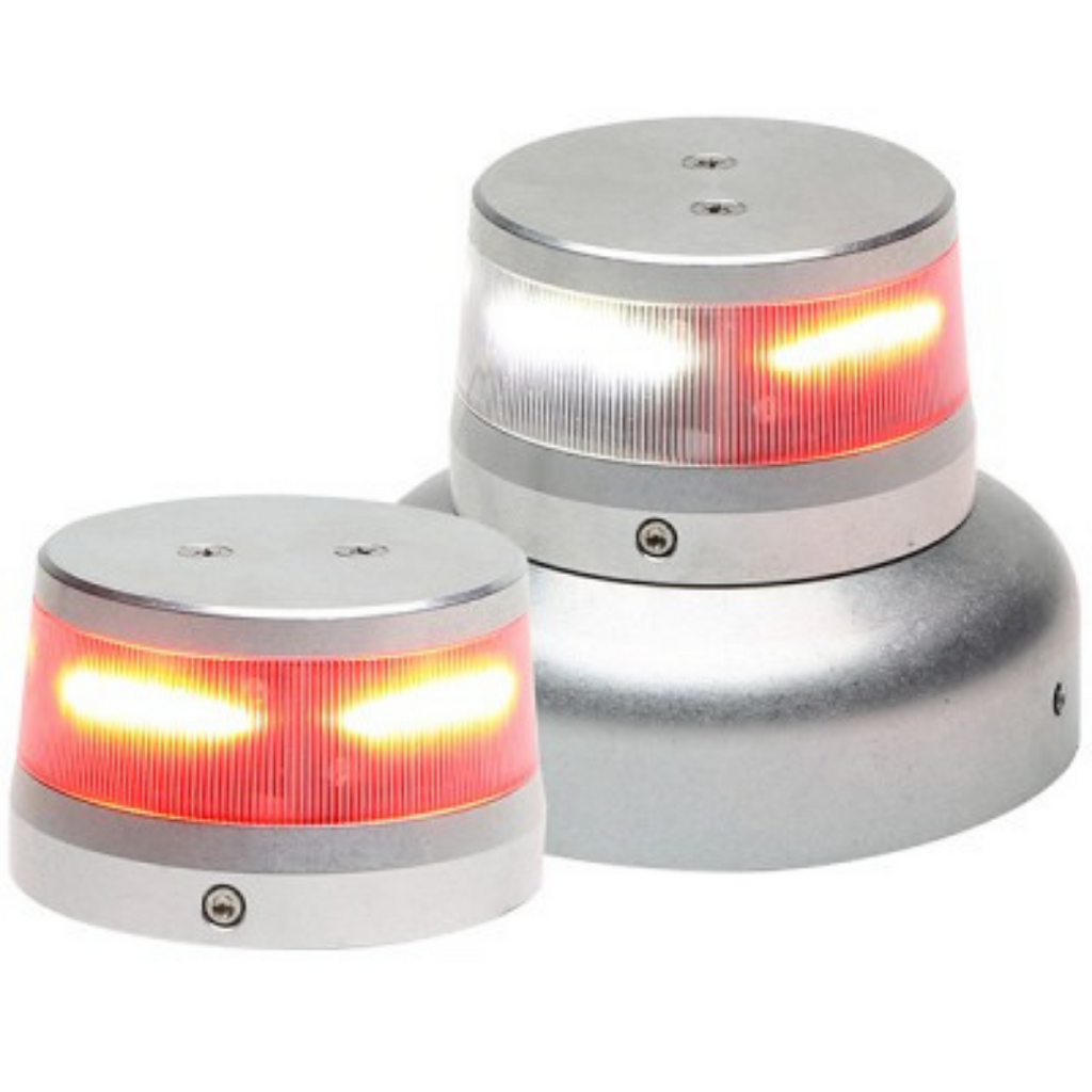 WHELEN OR36S1N RED/WHITE SPLIT LED BEACON 14 VDC 2.6″ BASE 01-0772010-70